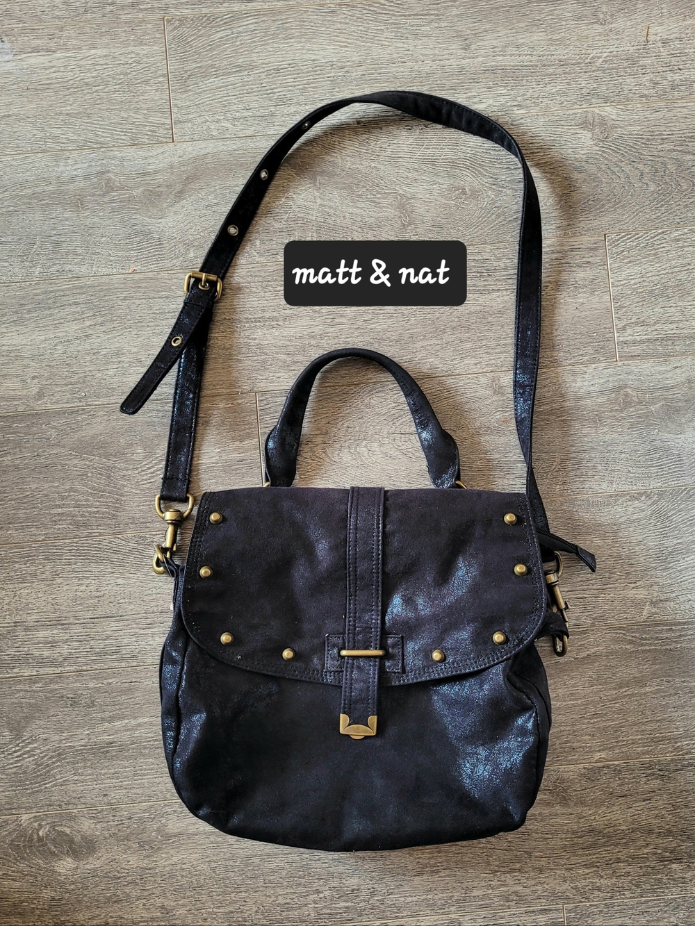 matt & nat Black Leather-Feel Crossbody Satchel
